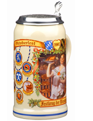 Oktoberfestkrug 2007 der Wiesn-Wirte - Keferloher mit Zinndeckel