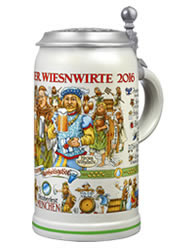 Oktoberfestkrug 2016 - Wirtekrug mit Zinndeckel aus Bayern